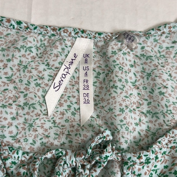 Seraphine Green Floral Button Front Maternity Dress Size 4 Short Sleeve Tiered - Picture 5 of 11